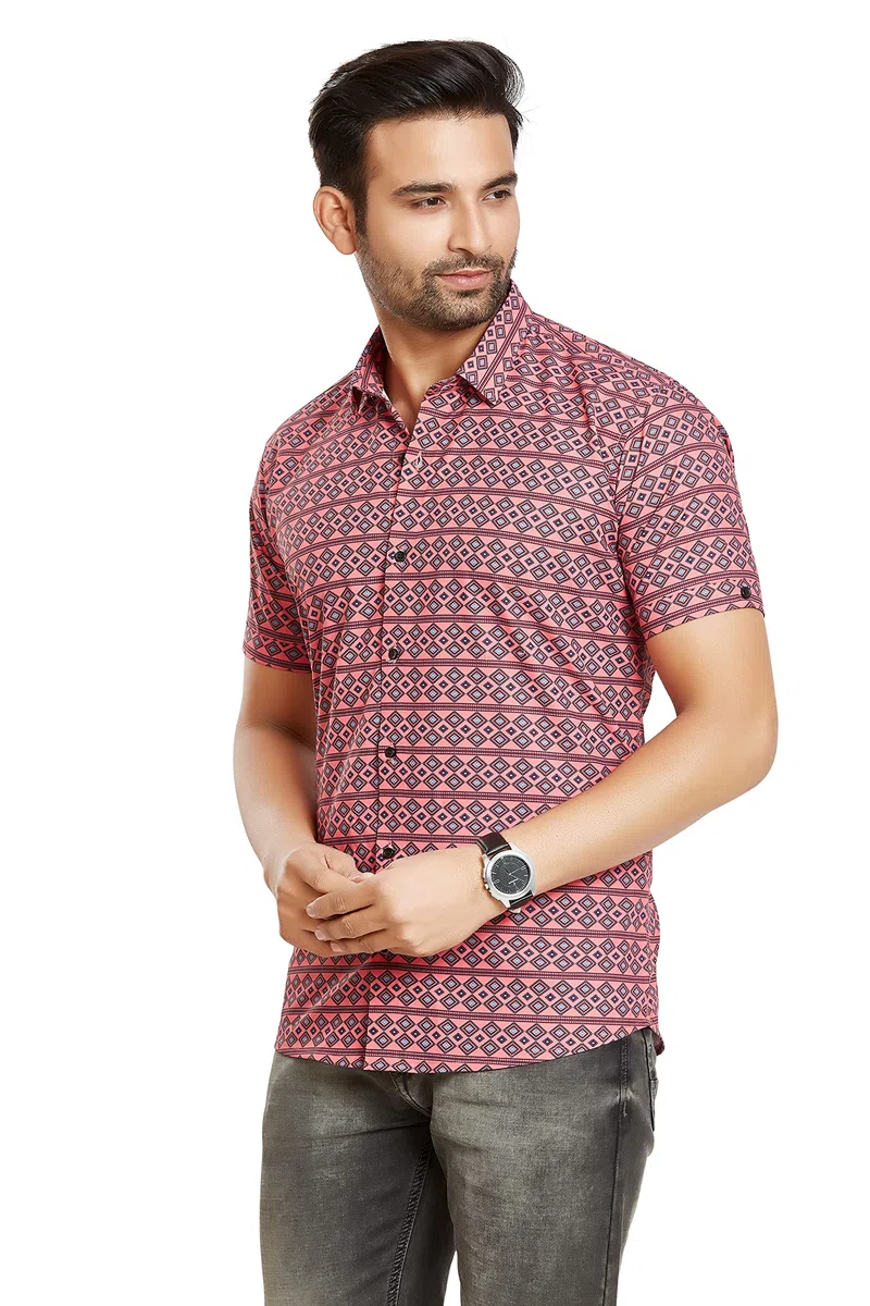 BE ACTIVE Camisa casual de algodón para hombre, corte entallado, lisa, camisa elegante para hombre, cuello extendido y medias mangas, estilo atemporal y comodidad