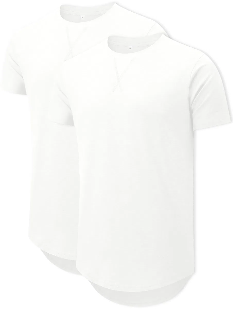 Comdecevis Paquete de 2 camisetas de algodón con cuello redondo para hombre, estilo hipster, hip hop, camisetas largas