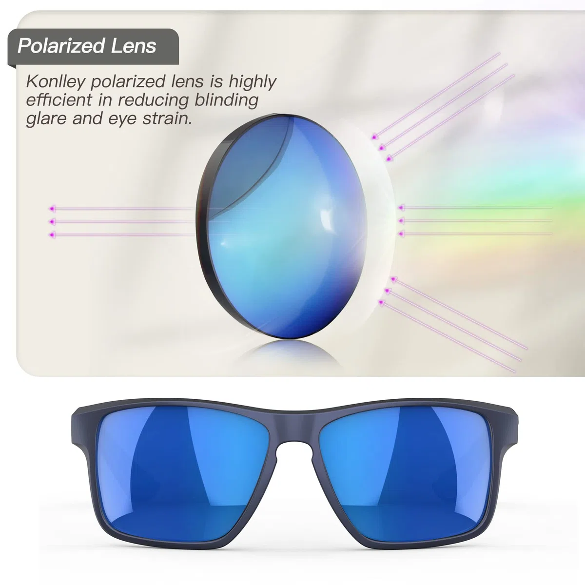 Gafas de sol polarizadas flotantes, gafas de sol para deportes acuáticos para hombres y mujeres, gafas de sol flotantes anti-agua de mar (marco azul marino mate/lente azul espejo)