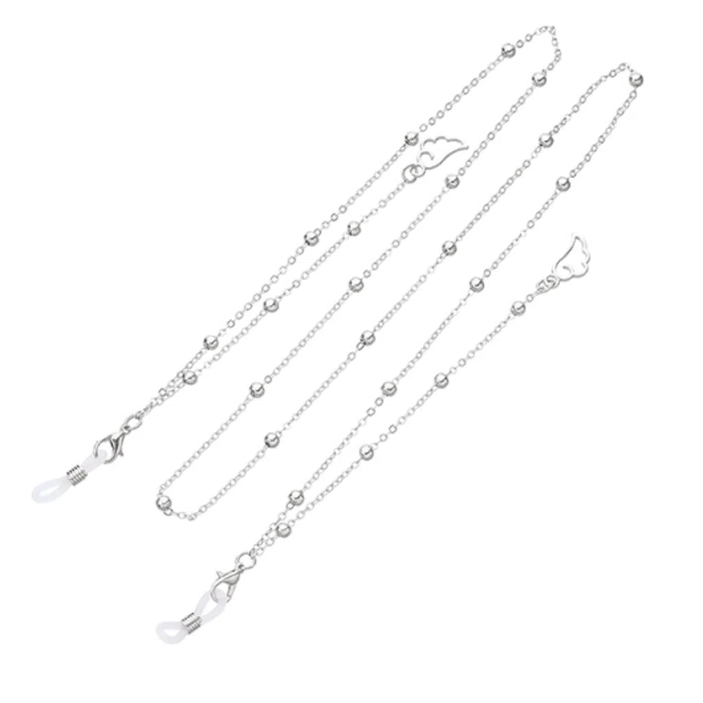 Correa para Gafas, Cadena para Colgar Gafas de Lectura, Soporte para Gafas de Sol, cordón para el Cuello, Metal Deslizante (Color: Plata, tamaño 70 cm) (Plata 70)