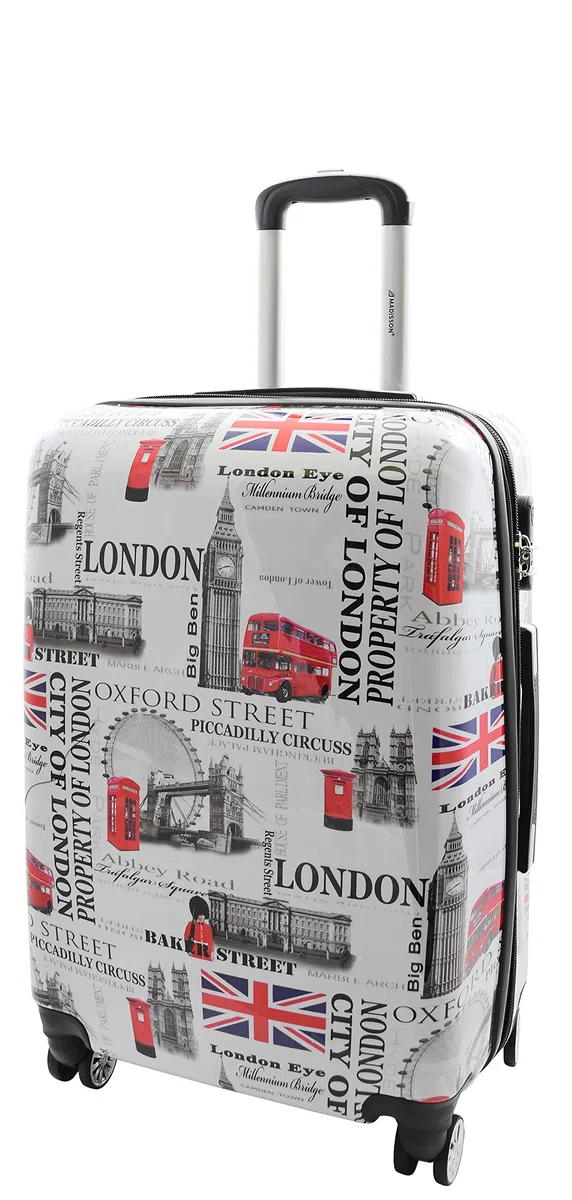 A1 FASHION GOODS City of London - Maletas expandibles de 4 ruedas con estampado de ciudad de Londres, multicolor, Medium 24" Size, Maleta