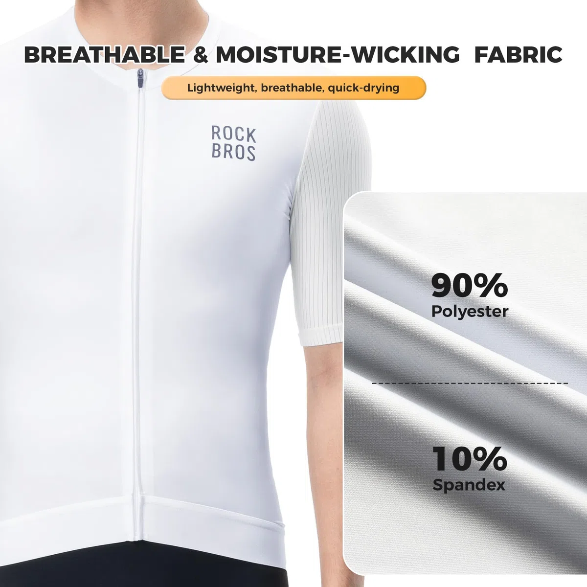 ROCKBROS Maillot Corto Ciclismo para Hombre, Jersey Verano Transpirable, Secado Rápido y Antideslizante, con 3 Bolsillos y Detalles Reflectantes para Carretera MTB