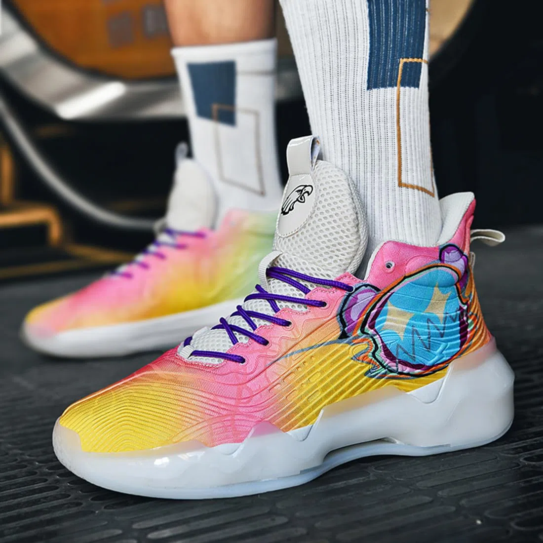 Zapatillas de Baloncesto para Hombre Antideslizantes Zapatos de Baloncesto Aire Libre Deportivas Calzado de Baloncesto Hombre Masculino Zapatillas Gimnasio (SCE-K24, 39EU)