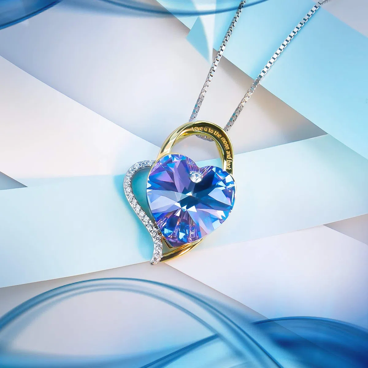 "Eterna Amor"Collares Mujer Plata Colgante Corazon con Cristal de Austriacos Joyas Regalos Originales para Mujer Madre Abuela Esposa Cumpleaños Aniversario Navidad San Valentín Regalo
