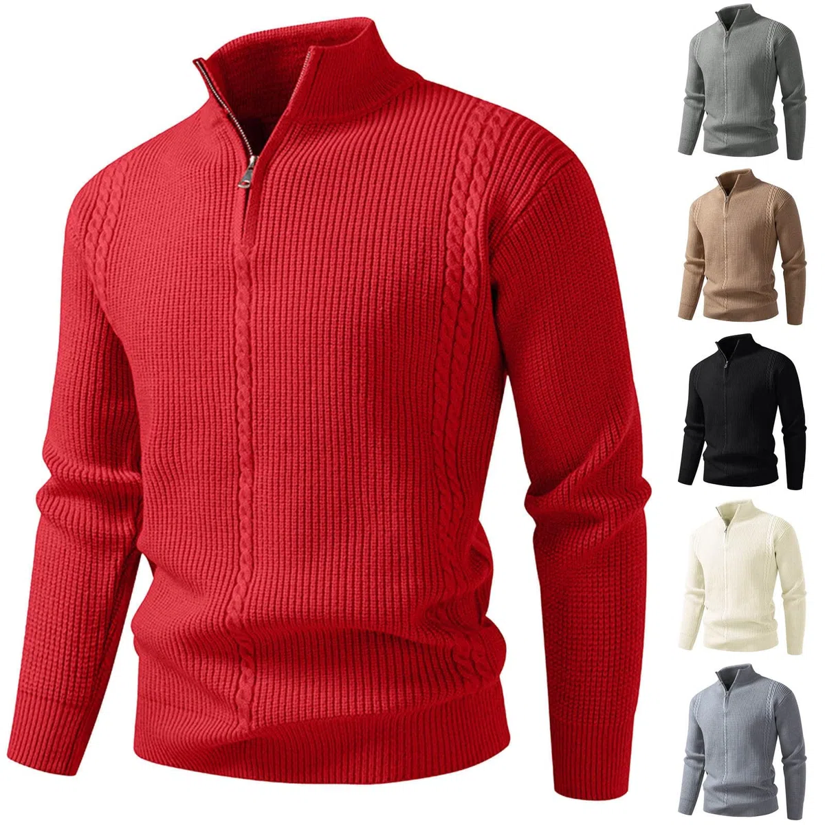 Suéter de punto ajustado y cálido de invierno, abrigo de manga larga, ropa informal para exteriores, jersey para clima frío