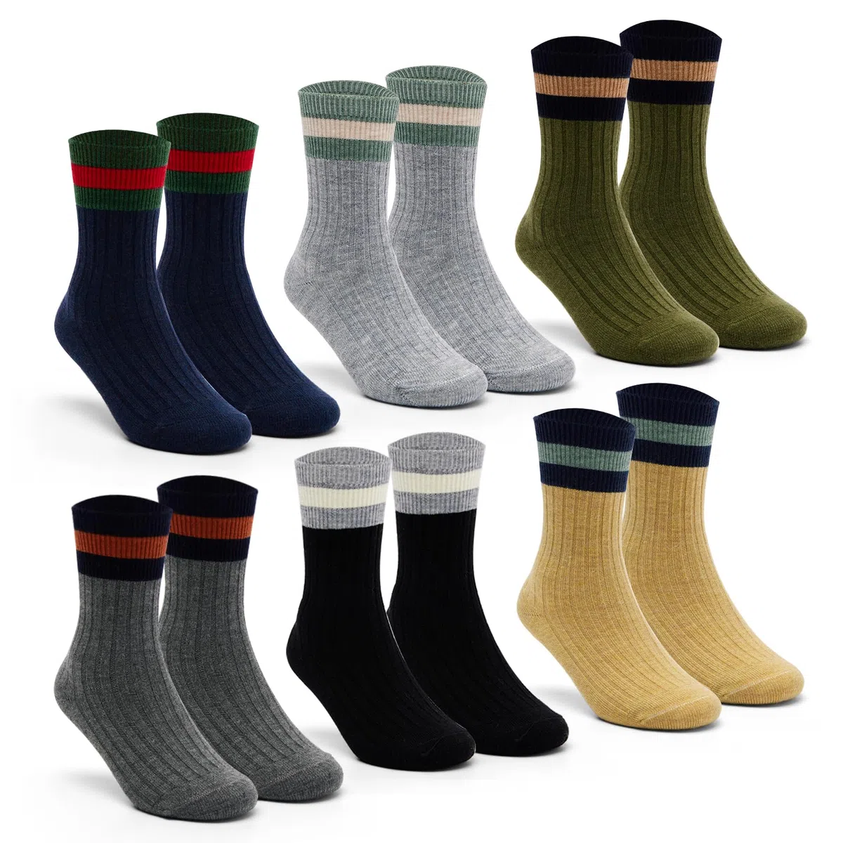 Calcetines de lana para niños, calcetines cálidos de invierno para niños, calcetines térmicos gruesos para niños, paquete de 6