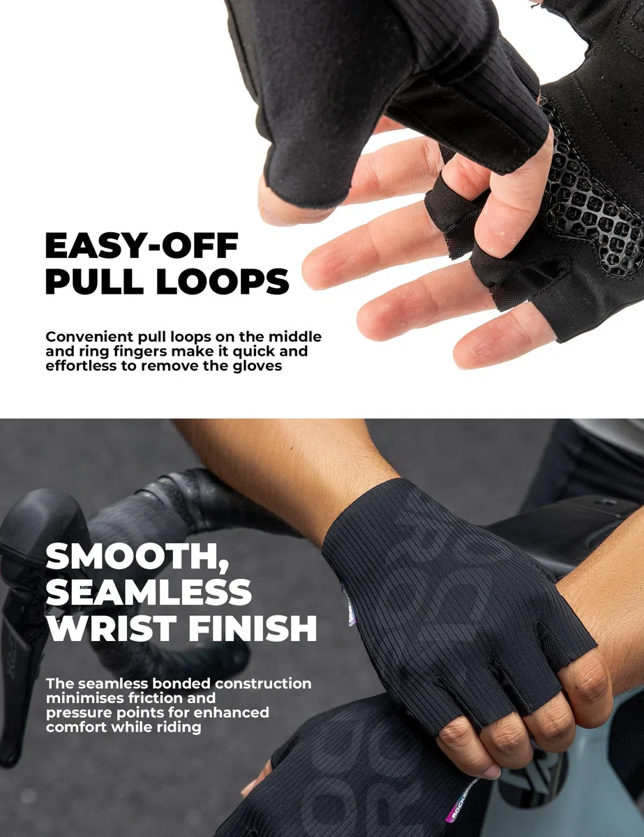 ROCKBROS Guantes de Ciclismo Medio Dedo para Hombres y Mujeres, Guantes Transpirable Antideslizante con Acolchado 3D Amortiguador y Elástico, para Correr Entrenar Carretera y MTB