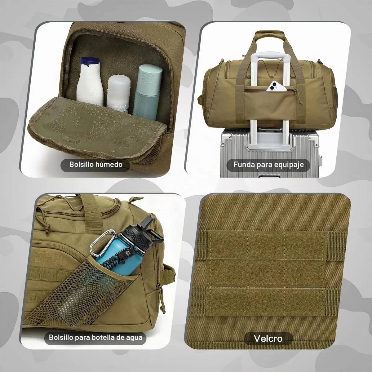45L Bolsa Viaje Hombre 3 en 1 Bolsa Deporte Táctica para Gimnasio con Compartimento Zapatos, Bolsillo húmedo y Función de Mochila para Camping, Viajes, Fin de Semana, Marrón