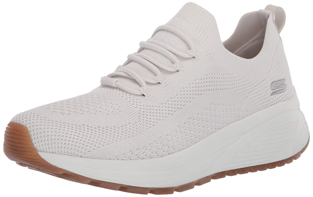 Skechers Mujer Bobs Sparrow 2.0 Allegiance Crew Zapatillas, Off White Engineered Knit, 38.5 EU