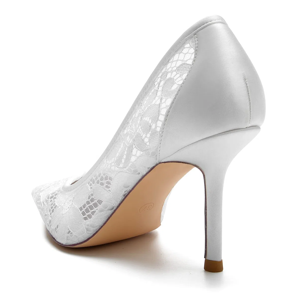 Sandalias De Tacón De Aguja para Novias De Satén con Punta 8,5 Cm