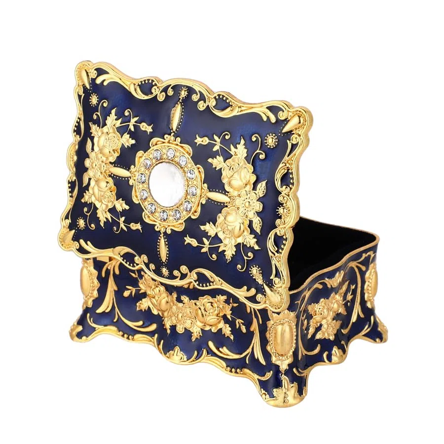 Joyero retro europeo de metal, caja de almacenamiento de joyas, caja de joyería creativa, caja de decoración de recuerdo, caja decorativa ornamentada para boda, regalo de cumpleaños