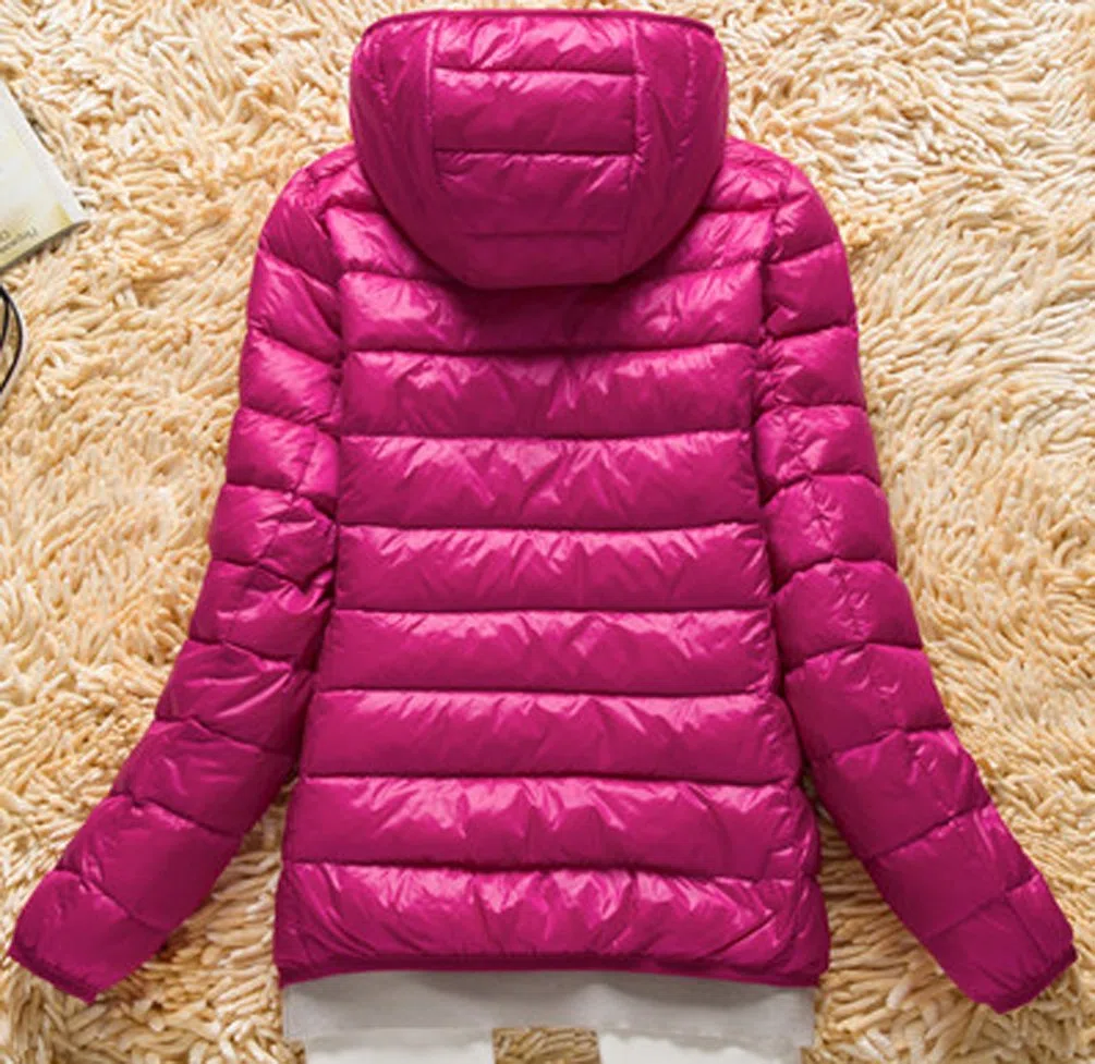 Abrigo Plumas con Capucha Mujer Abrigos Acolchado Plumiferos Ligeros Chaquetas Chaquetones Plumon Anorak Plumifero Corto Cazadoras Chaqueta Acolchada Mujer Plumas Ultralight Invierno Rosa M