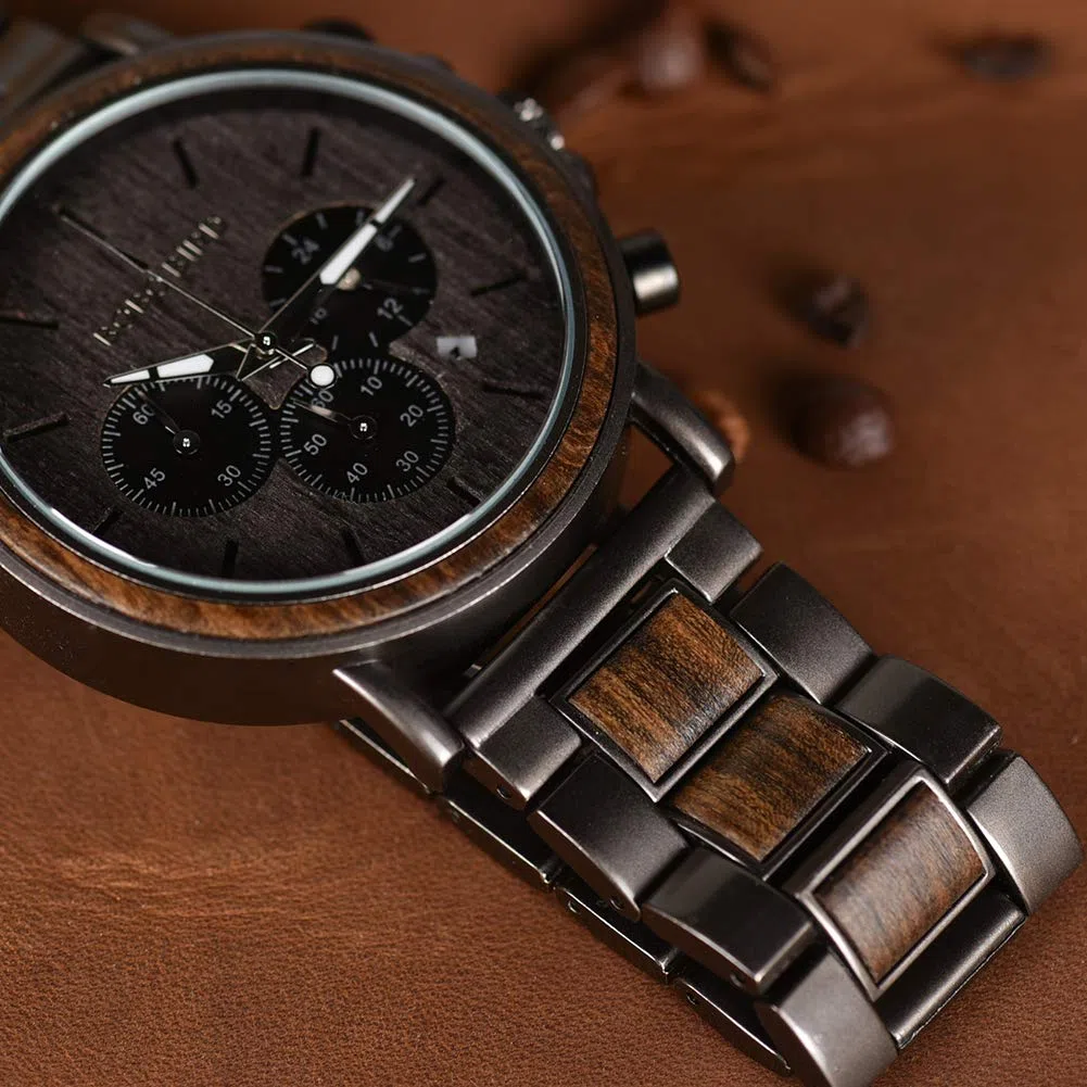 2win Reloj de Madera Grabado para Novio, mi Hombre, prometido, Marido, Relojes de Madera Personalizados para Hombres, cumpleaños, Aniversario, Reloj Personalizado, B-para-Novio, Pulsera
