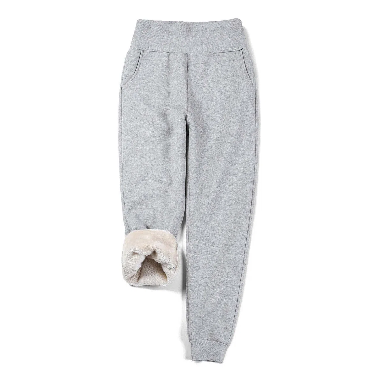 Pantalones De Lana For Mujer Pantalones Deportivos con Forro Cálido De Invierno con Bolsillos Pantalones con Forro Polar Térmico Grueso Pantalones De Chándal con Cordón Leggings (Color : Light Gray,