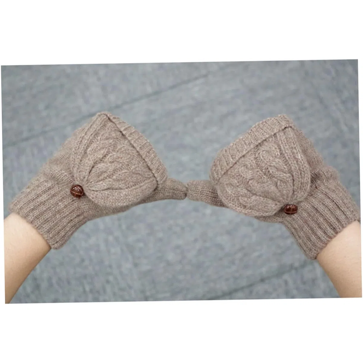 3piezas Guantes De Lana Sin Dedos Para Mujer Cálidos y Cómodos Con Cubierta De Mitones Para Invierno Marrón