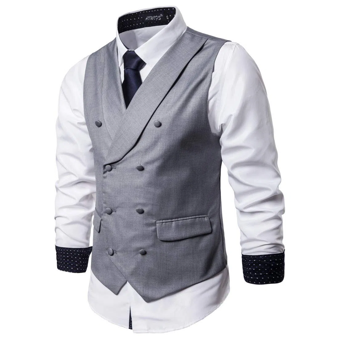 Hombre Chaleco Casual de Doble Botonadura Chaleco Formal de Solapa de Chal de Boda Chaleco