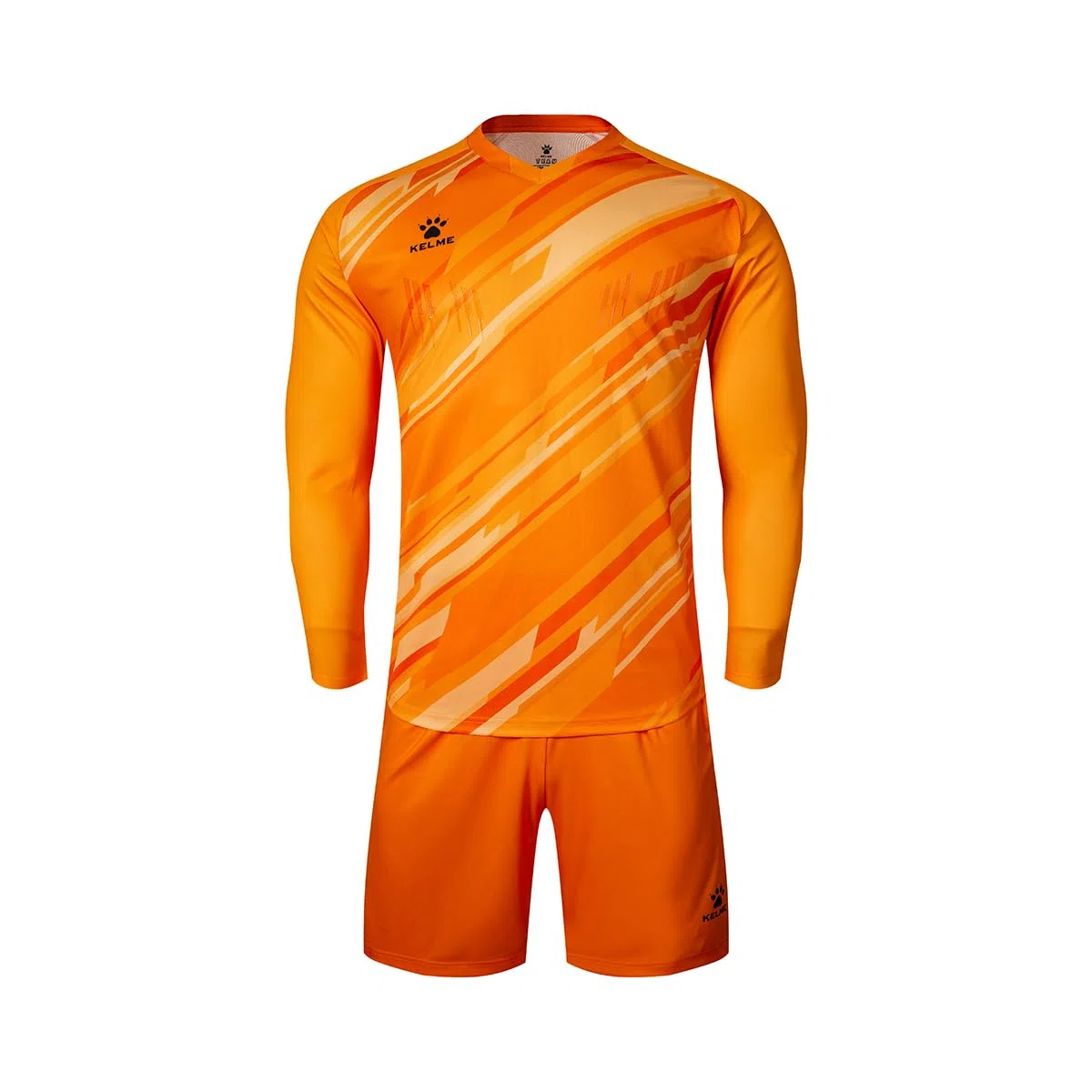 KELME Camiseta de portero acolchada y corta para niños, camiseta de portero, uniforme de entrenamiento de césped de manga larga, juego de fútbol sal, juego de ropa naranja para niños 10