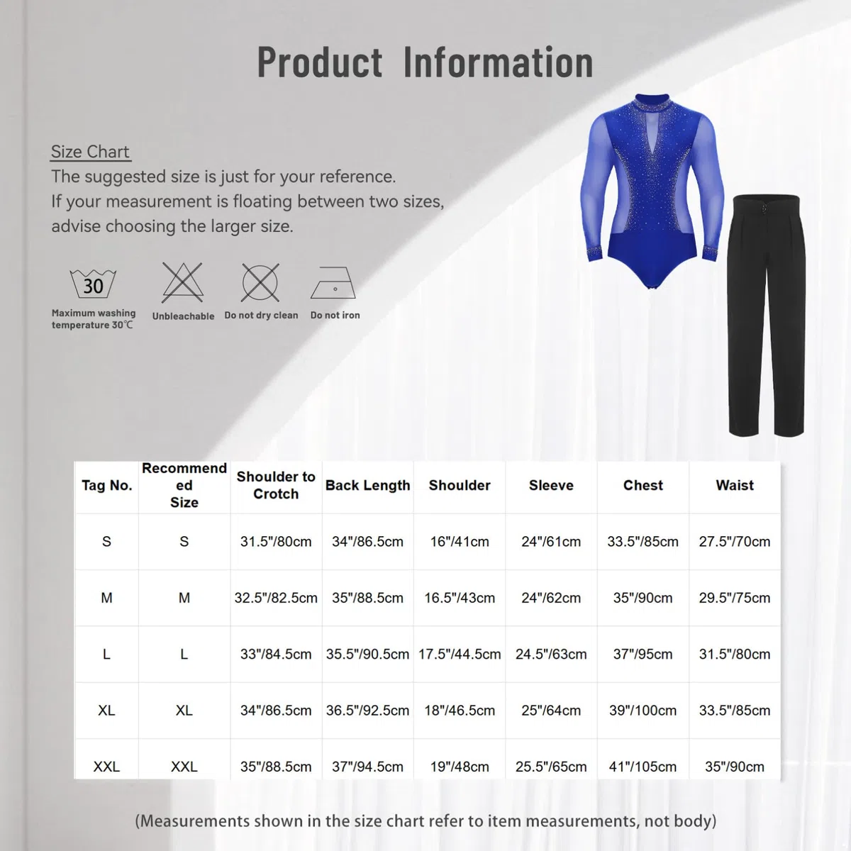 Maillot de gimnasia para hombre, con pantalones de baile, manga larga, para gimnasia, patinaje artístico, disfraz