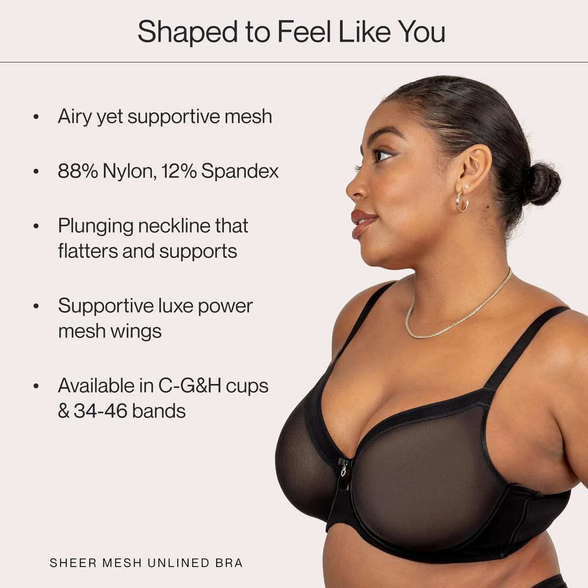 Curvy Couture Sheer Mesh Full-Coverage Unlined Underwire Bra Sujetador de Cobertura Completa Mujer