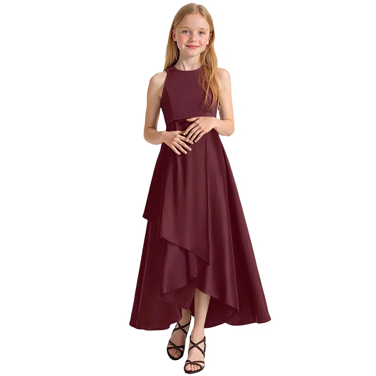 Genérico Vestidos Casuales para niñas cómodos Vestidos de niña Elegante y Estampado Vestido Veraniego Floral Disponible para bebé y niñas Vestido con diseño Floral Cuello Halter Moderno