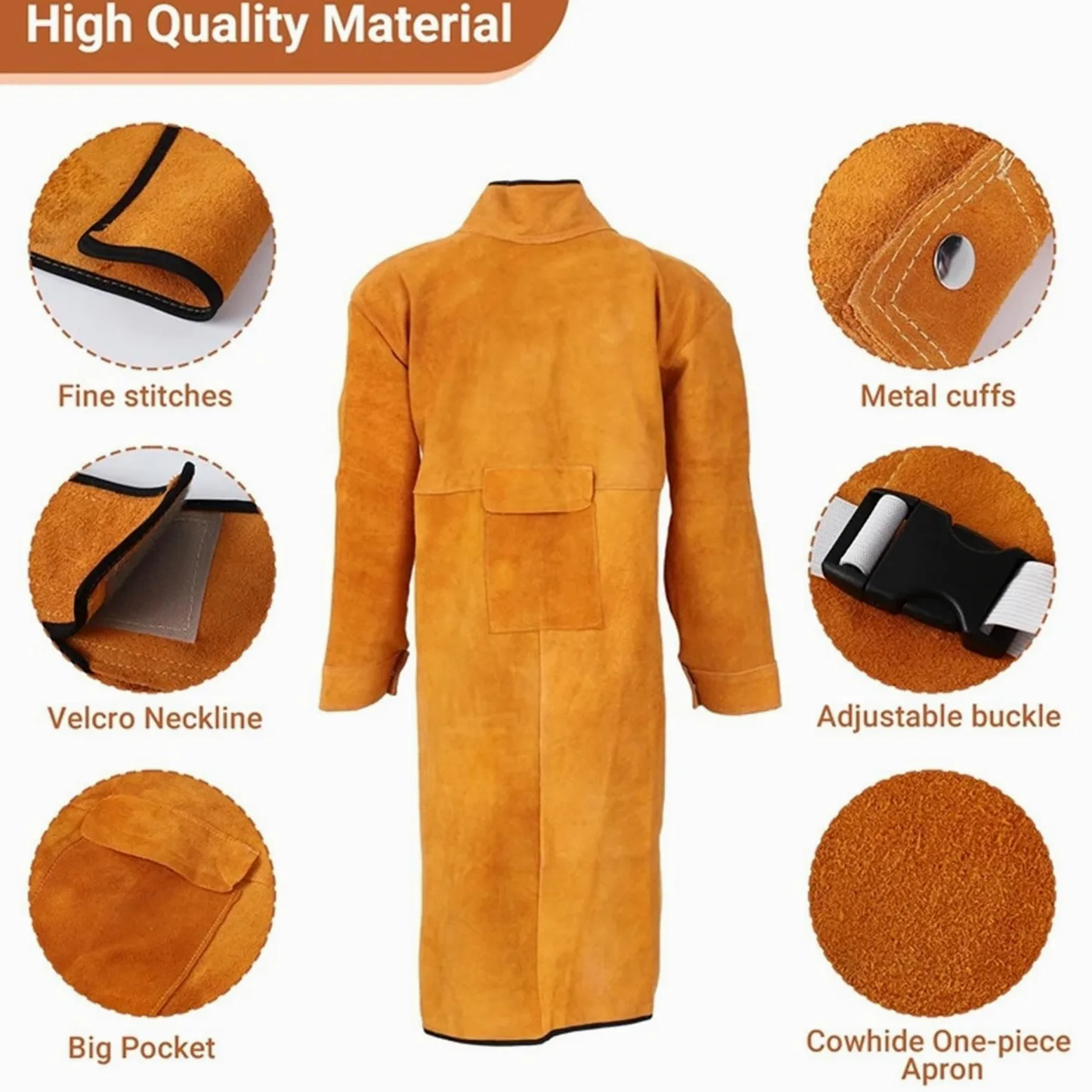 Delantal de soldadura de PU, ropa protectora de soldador