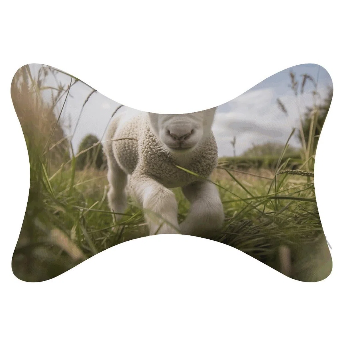 Almohada de oveja corriendo sobre hierba, núcleo de almohada de espuma viscoelástica, cojín, proporciona apoyo para el cuello, almohadas de coche para viajes y oficinas en casa.