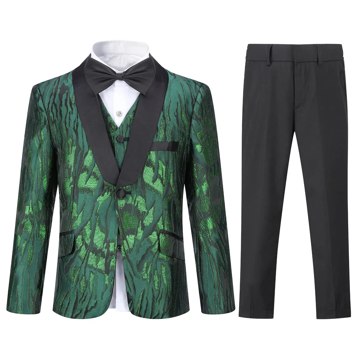 Sliktaa Trajes de niños 3 piezas de arte formal impreso trajes de un solo pecho un botón trajes de fiesta de boda rendimiento Blazer+chaleco+pantalones