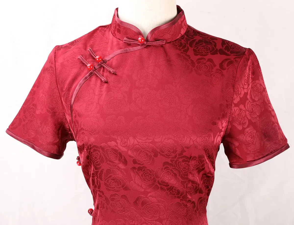 Vestidos chinos para mujer, cuello mandarín cheongsam, corte ajustado, manga corta, estampado floral, sexy, abertura lateral, Qipao