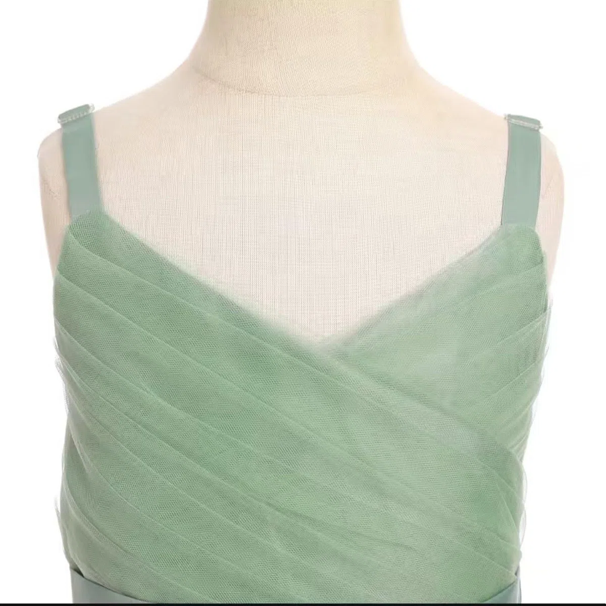 Genérico Vestido de cumpleaños Infantil con Tirantes de Encaje Bordado (3 a 14 años) (Green, 10-12 Years)