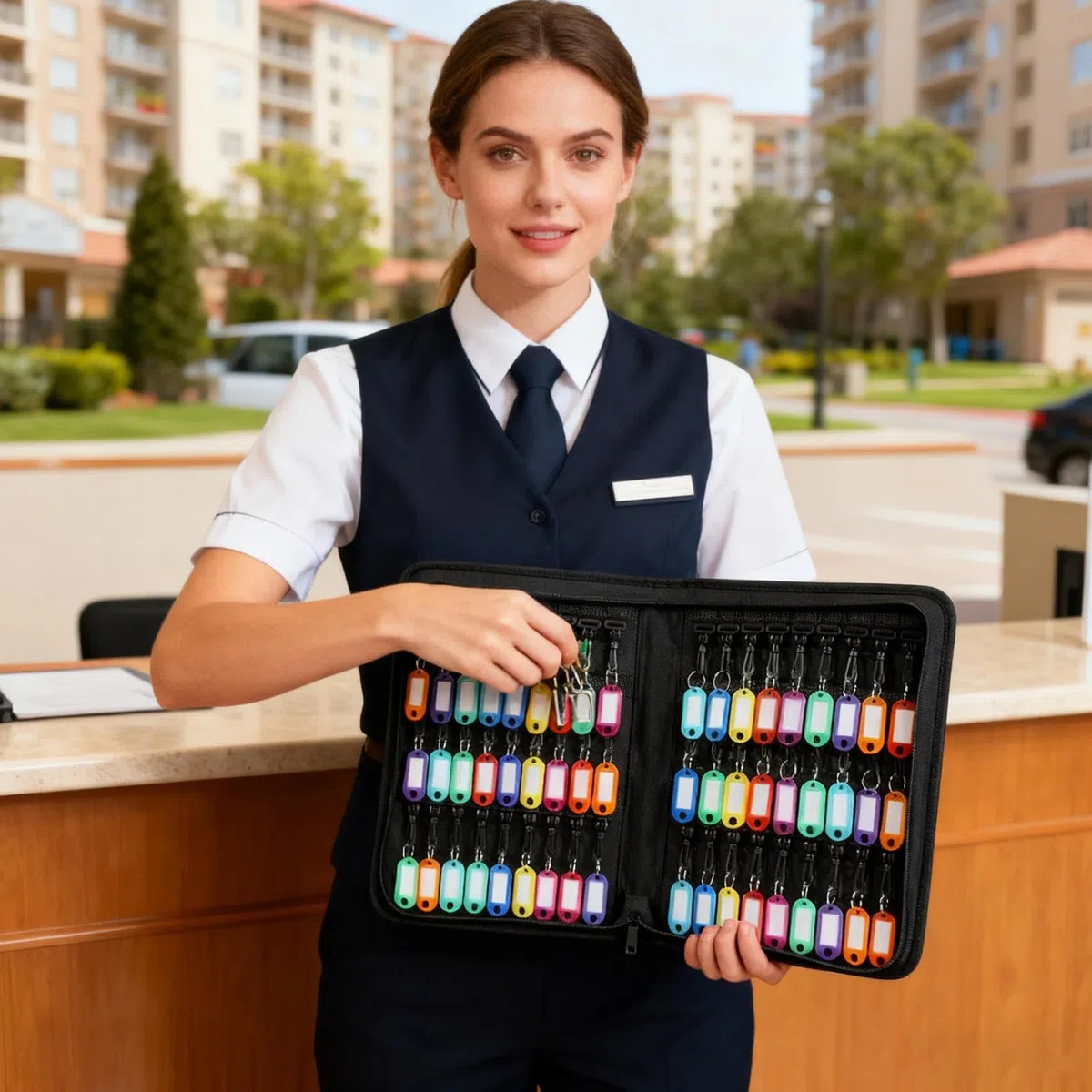 Organizador de llaves ignífugo con funda impermeable, soporte para 54 llaves y planificador para un acceso seguro, perfecto para bancos, hoteles, oficinas, solución de almacenamiento duradera y cómoda