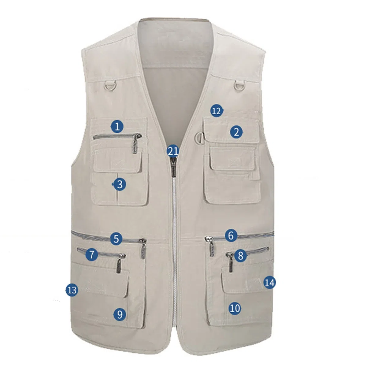 Hombre Chaleco 16 Pocket Chaleco Exterior Algodón Chaleco De Pesca Acampa Fotografía Chaquetas Sin Mangas Casual Jeans Outerwear Gilet 003-7XL