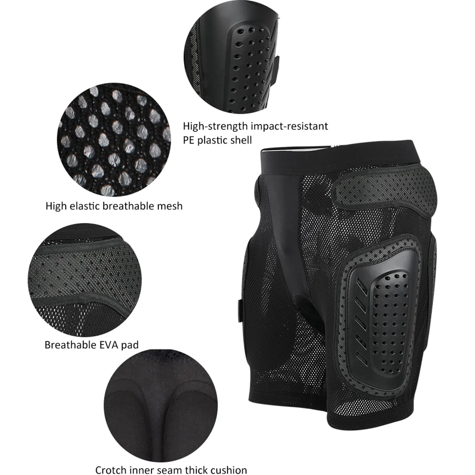Pantalones Cortos De Ciclismo Acolchados, Pantalones De Protección con Almohadilla De Cadera, Protección De Doble Capa para El Cóccix, Equipo De Protección para Esquí, Patinaje