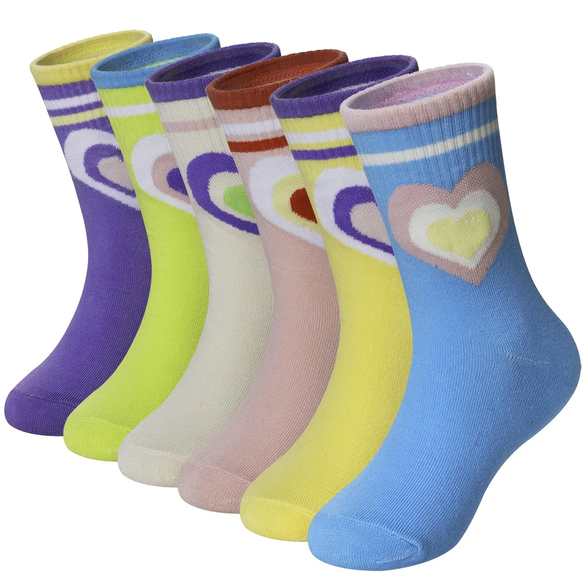 Eyean Calcetines de algodón para niñas, transpirables, lindos, para vestir, 6 pares