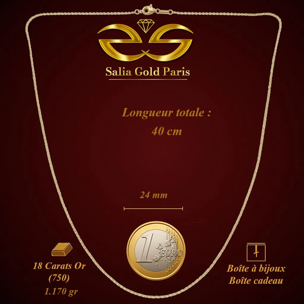 Cadena 1J - Oro de 18 quilates - 1.170 gr - Cadena fina 40 cm - Valor refugio - Idea regalo - Sello 750 - Certificado de autenticidad - Salia Gold Paris