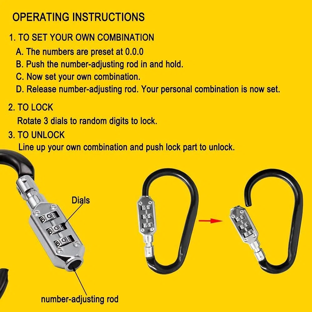 Candados for equipaje, candado, mini cerradura de combinación, seguridad for maleta viaje con 3 contraseñas, almohadilla codificada for, negro (