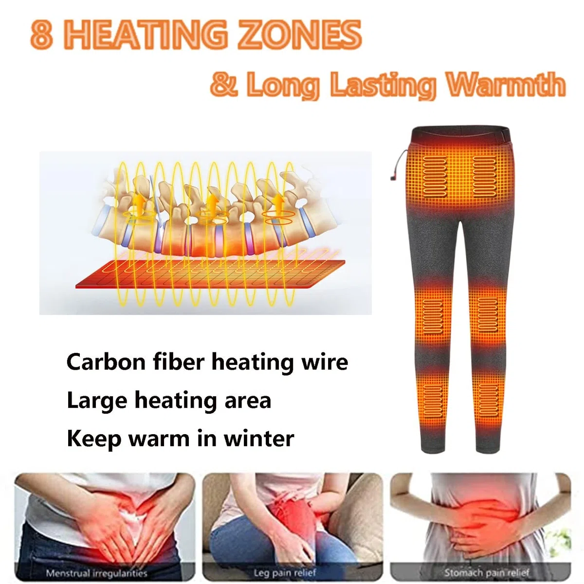 Leggings térmicos Lavables con USB para Hombre y Mujer, Ropa Interior térmica de Invierno, Pantalones para Senderismo y Acampada.
