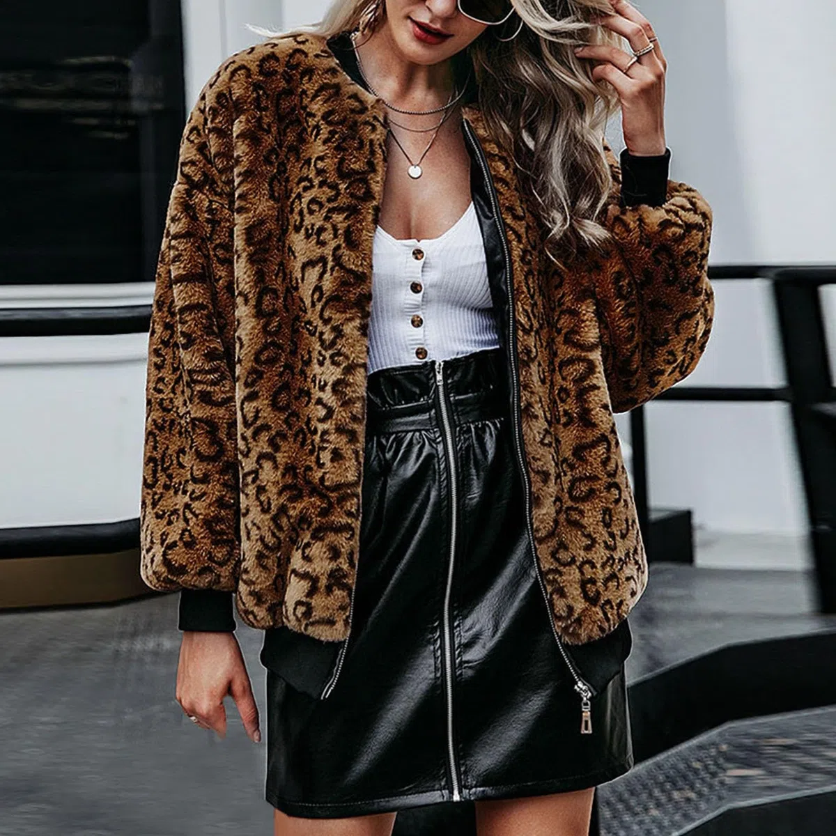 Chaqueta Mujer Invierno Abrigos De Cazadora Forro Polar，Chaqueta Mujer Forro Polar Estampado Leopardo Manga Larga Abrigo Gruesa
