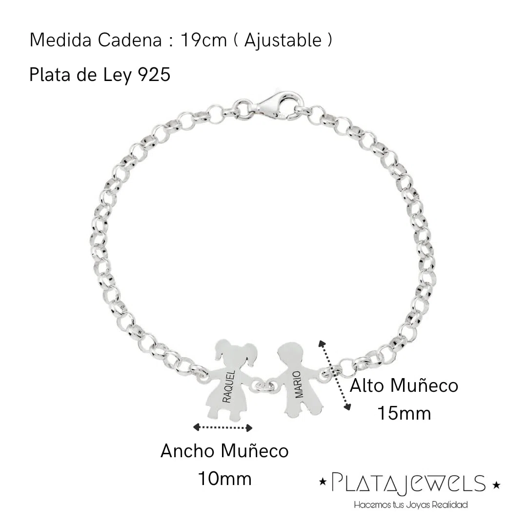 Pulsera Personalizada Mama Niños de Plata de Ley 925.Pulsera Ideal como Regalo para Madre o Abuela.Pulsera con Nombre personalizado de Hijos y Nietos.Graba de1 a 7 Nombres.Ajustable