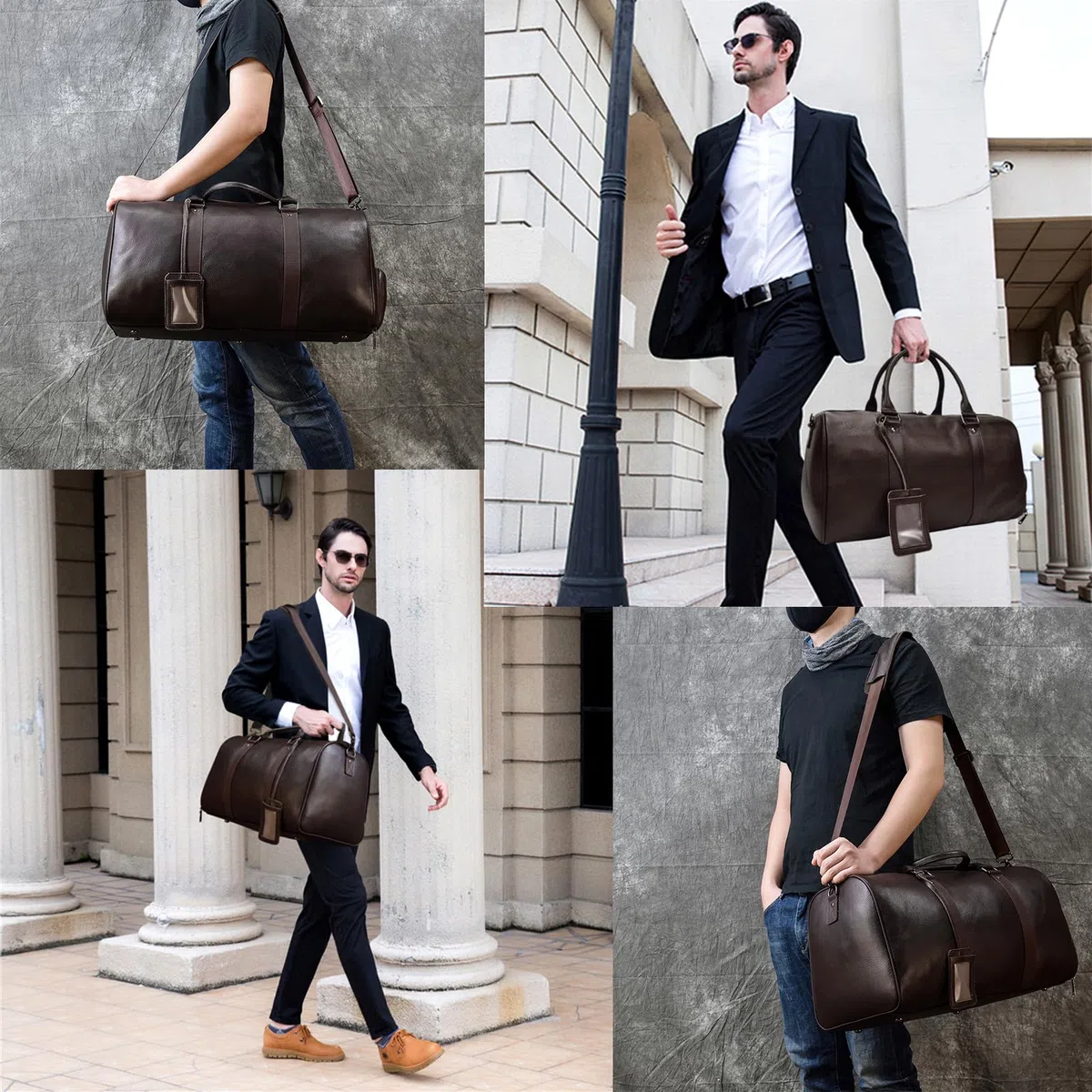 Luufan Unisex Bolsa de Viaje de Cuero Bolsa de Viaje de Fin de Semana de época