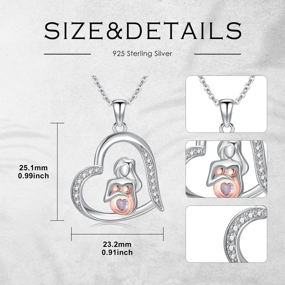 Colgante de plata de ley 925 para mujer con colgante de embarazo para futura mamá, el mejor collar para futura mamá, con piedra natal, joyería de Acción de Gracias para madre