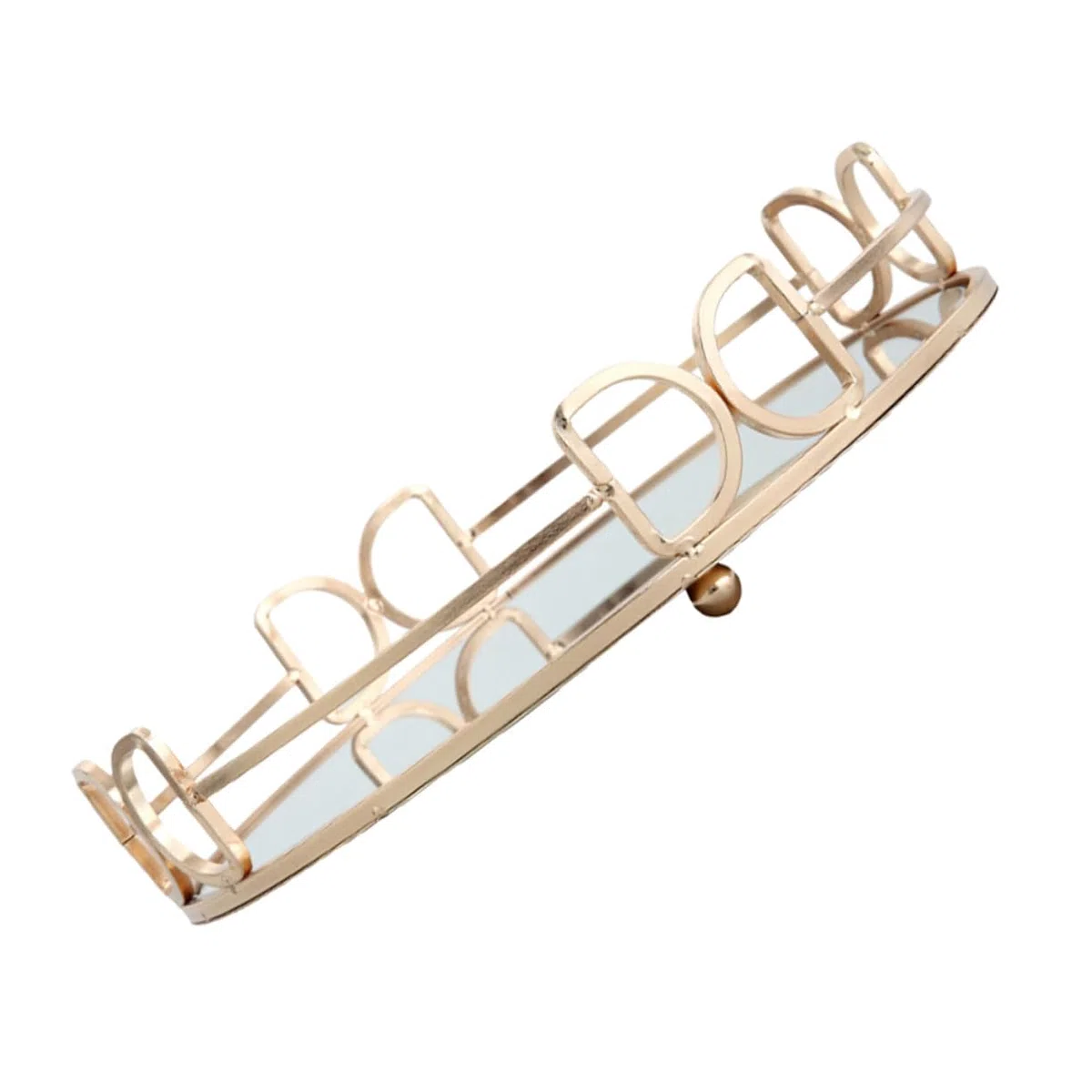 Uonlytech Bandeja Decorativa de Metal Dorada Estilo Nórdico Espejo Resistente para Guardar Joyas y Cosméticos, Uso Múltiple en Fiestas y Festivales