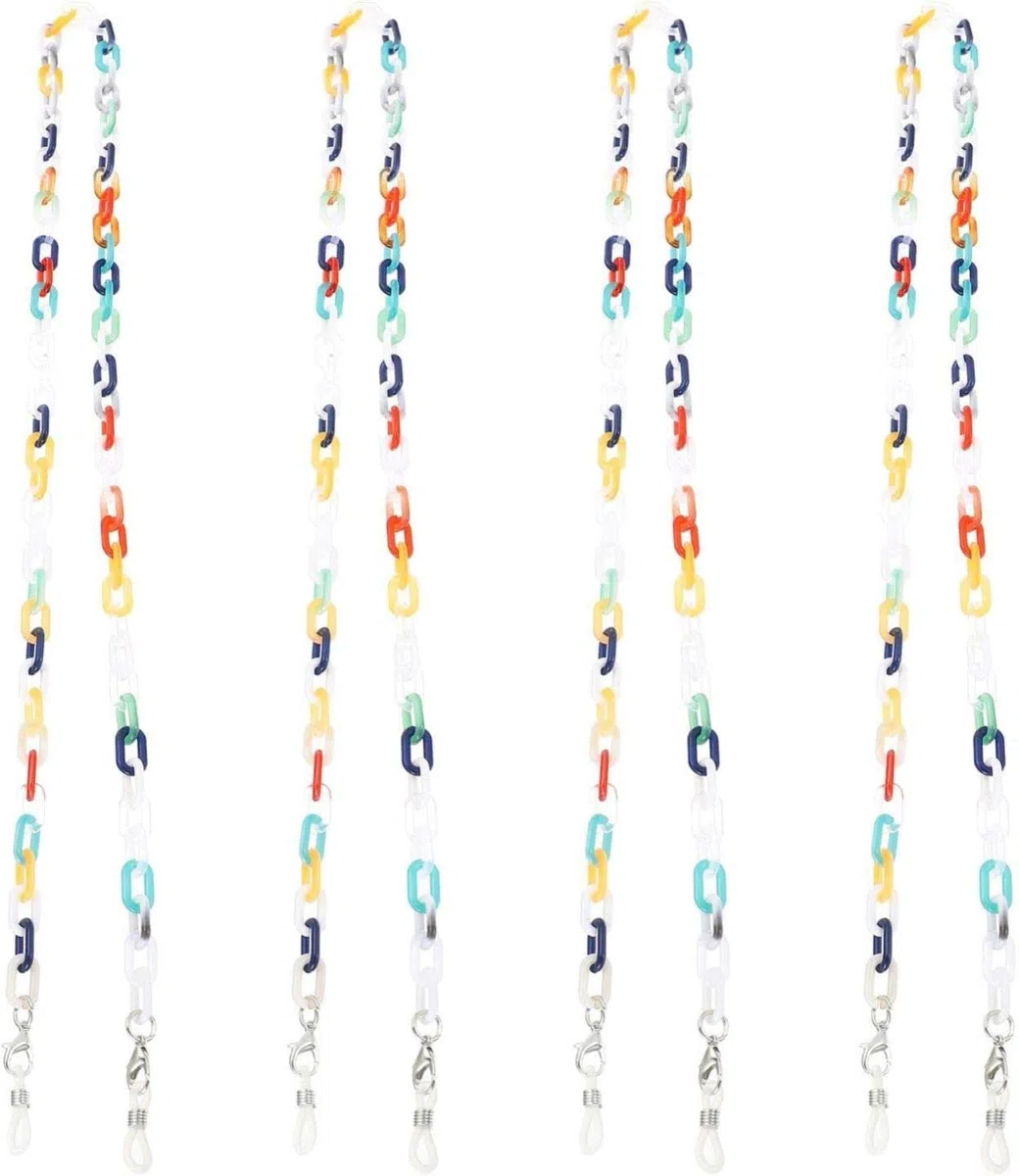 REVAHI 4 Piezas de Cadena de Soporte para Gafas, eslabones de Cadena, Cordones para Gafas, Correa de retención Alrededor del Cuello para Gafas de Sol de Mujer, 72 cm, Gris