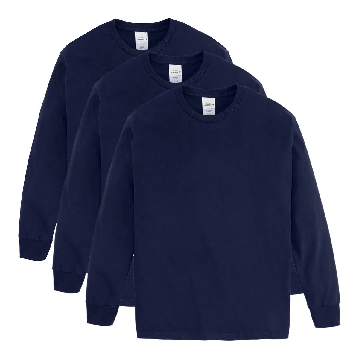 Hanes Comfortsoft - Paquete de Camisetas de Manga Larga para niños, Camisetas de algodón para niños, Paquete de 3