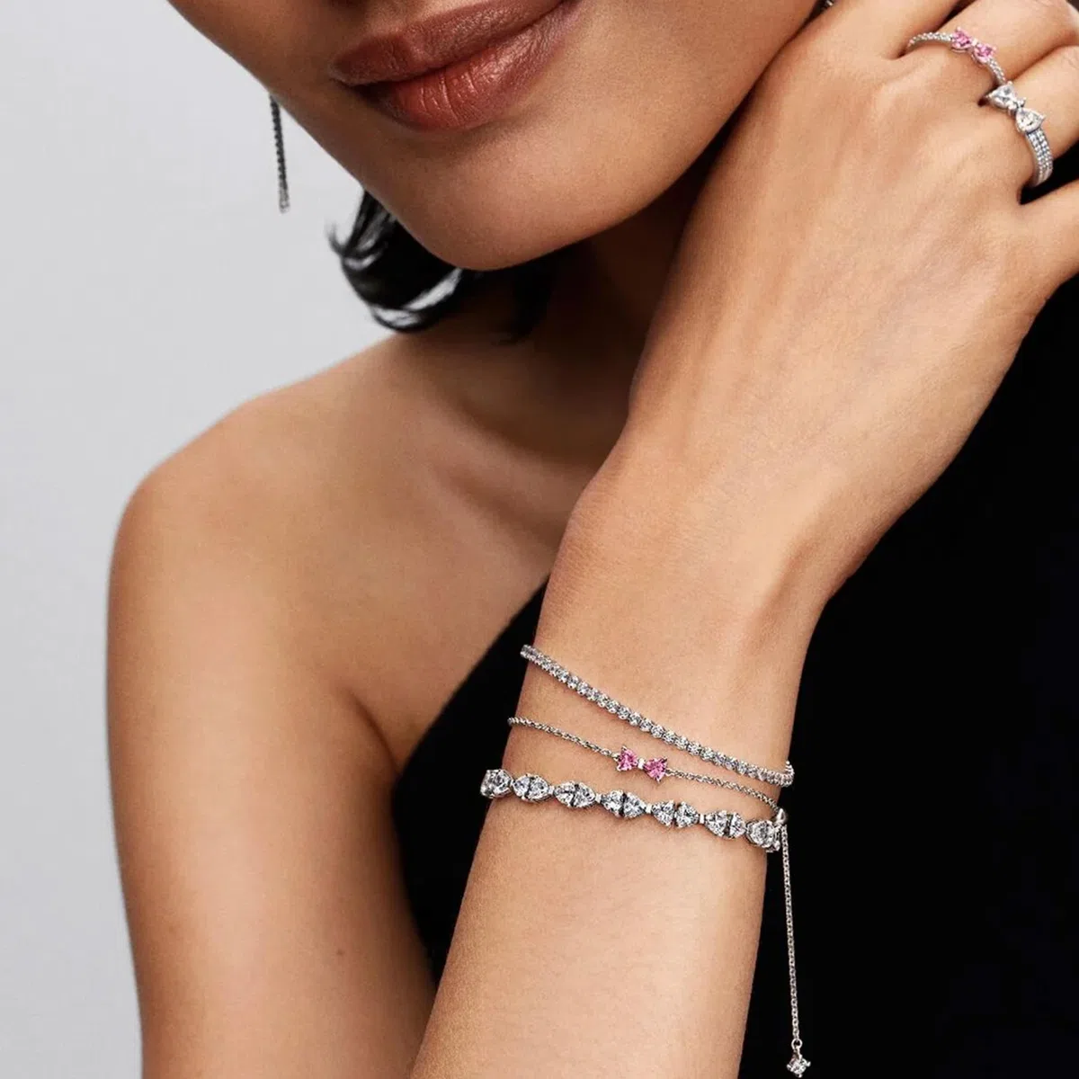 PANDORA Pulsera de tenis para mujer, plata y circonita, 593927C01