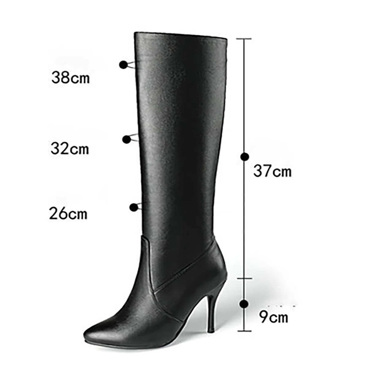 Mujer Botas Altas De Cuero con Punta Tacón Stiletto Cómodo Cremallera Lateral Panel Elástico Botas De Invierno Ligeras Botas De Montar Botines De Media Pantorrilla