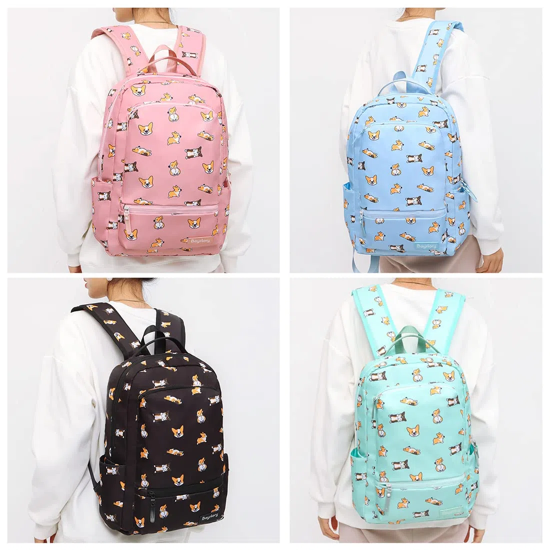 Lindas mochilas de perro Corgi para niñas y niños, mochila escolar para mujeres, hombres y adolescentes
