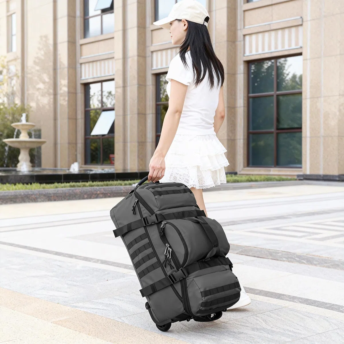 Bolsa De Viaje con Ruedas 80L Plegable Grande Bolsa Mochila Deportiva Impermeable Blanda Deportes Maleta con Compartimento Correas para Gimnasio Camping Y Almacenaje (Azul)