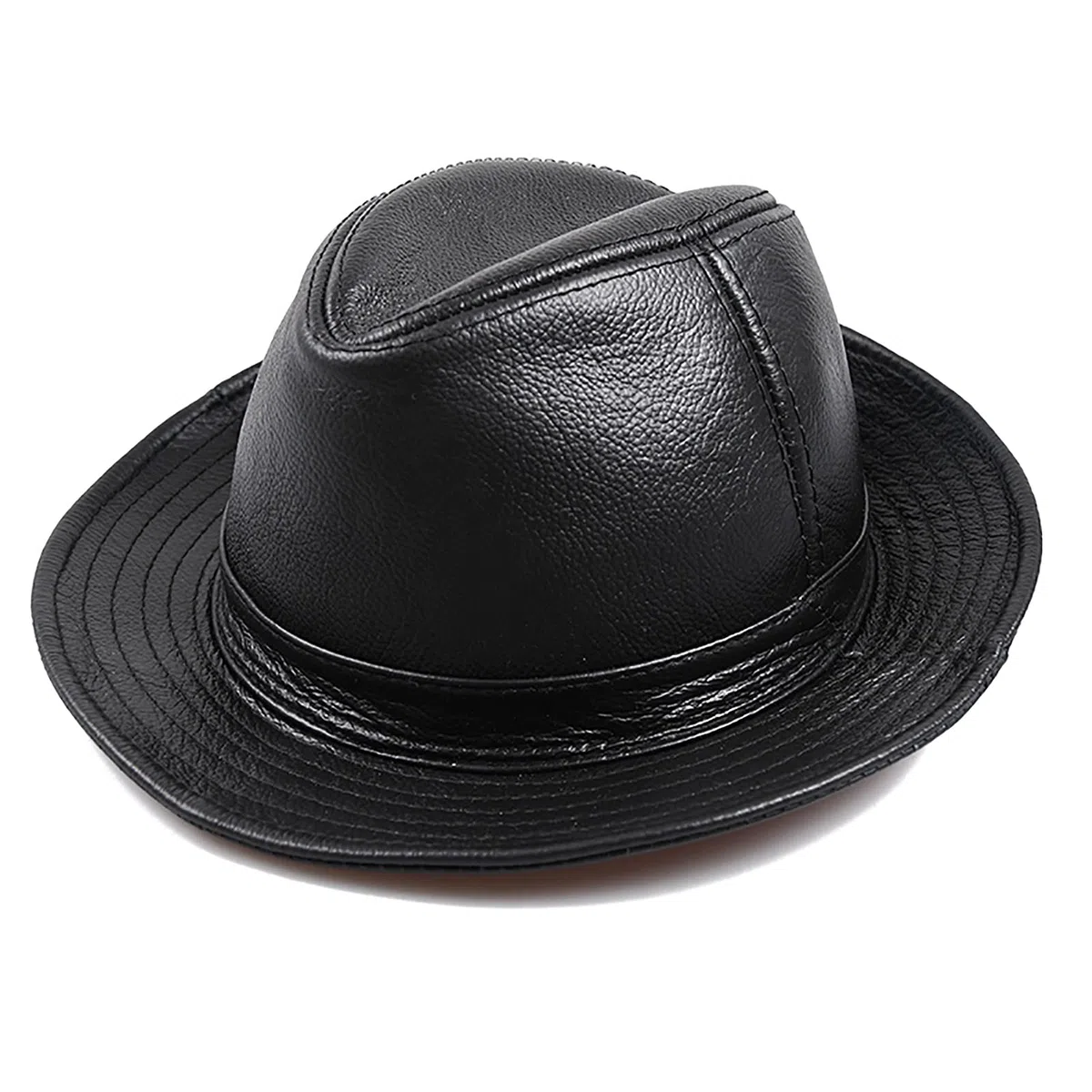 Sombreros de invierno, cuero para hombre jazz gorra vintage sombrero de vaca gran ala fedora otoño 55-62 cm