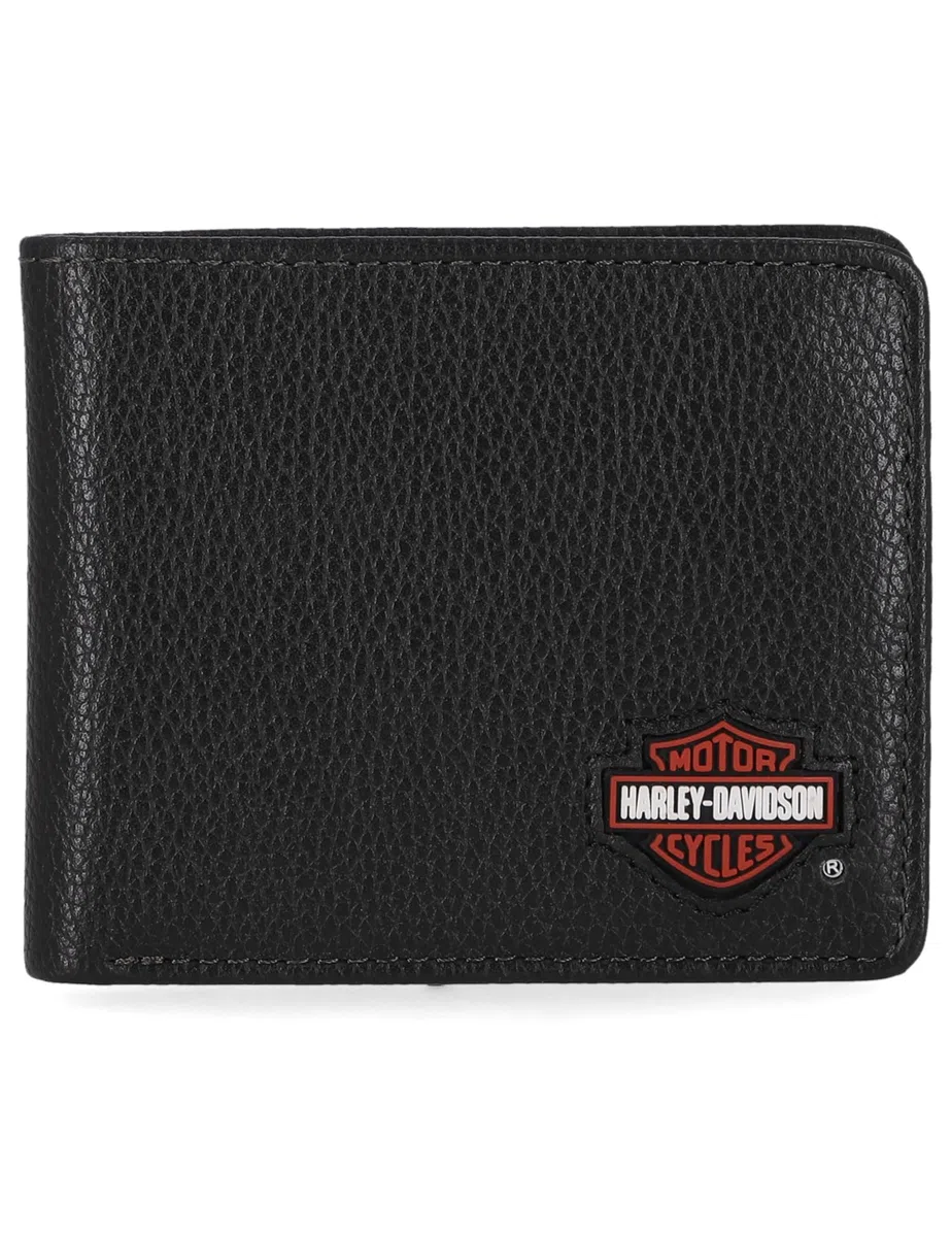Harley-Davidson Cartera de Cuero con Bloqueo RFID para Hombre, Triple Plegable