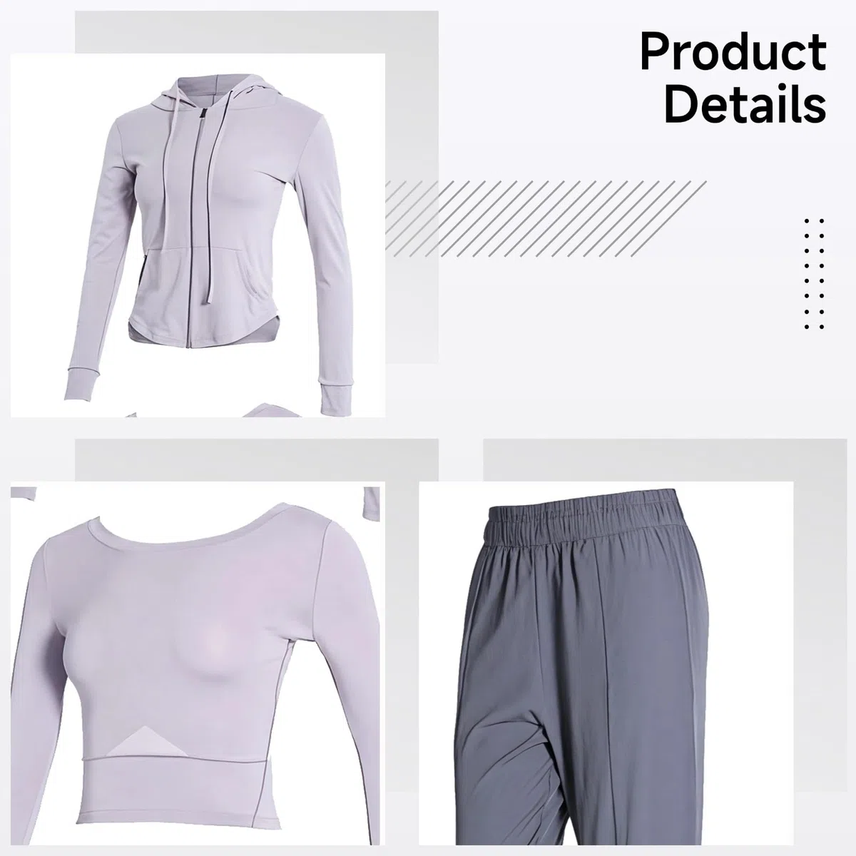 Conjunto de entrenamiento genérico de tres piezas para mujer, conjunto de yoga de 3 piezas con chaqueta con capucha, tela transpirable para gimnasio y uso casual, tallas S-XXL